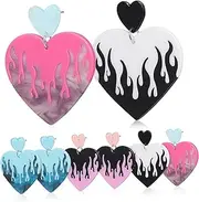 [WRITWAA] Love Flame Heart Earrings Double Heart Stitching Clip Earrings for Women