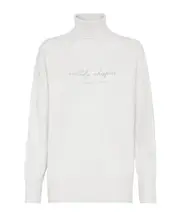 Brunello Cucinelli Roll-Neck Drop-Shoulder Jumper S,M pearlescent gray
