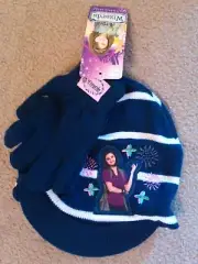 NWT GIRLS DISNEY WIZARDS WAVERLY PLACE HAT & GLOVES ONE SIZE FITS MOST NAVY BLUE