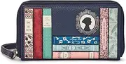 [Yoshi] Jane Austen Bookworm Ladies Purse, Genuine Leather Womens Wallet, Zip Round with Wrist Strap by , Blue, One Size