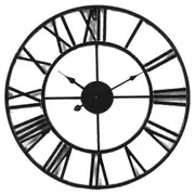 Wrought Iron Wall Clock|Silent Wall Clock - 40cm Black Metal Frame + Black Hand