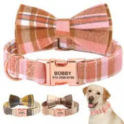 Luxury Personalized Dog Collar Bow Tie Customized Pet Puppy Name ID Buckle S-L