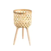 NNEOBA Handmade Bamboo Woven Flower Pot with Stand - Elegant Plant Display