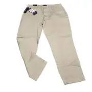 Banana Republic Ladies Everyday Cropped Chino Pants Size 14 Beige with Pockets