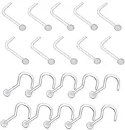 [QUUPY] 20 Pcs Clear Acrylic Nose Ring Flexible Nose Stud Retainer for Body Piercing