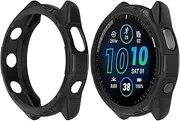 HUAYUWA 2Pack Soft TPU Case Cover (Black+Black) Compatible with Garmin Forerunner965 Running Smartwatch Protective Case Intended for Forerunner 965 Watch Shell Accessories