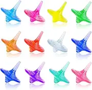 SPRMUD Children's Acrylic Spinning Top Toy, Colourful Durable Shiny Crystal Small Spinning Top for Boys Girls Children Game in Family/Party/School/Nursery Game/Gift/Education (12 Pieces)