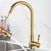 Kitchen Sink Mixer Tap Basin Faucet 360° Swivel Pull Out Spout C&H Brass Gold