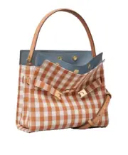 AUTH NWT $998 Tory Burch Lee Radziwill Gingham Small Double Bag-Ochre Gingham