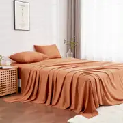 LINENOVA Pre Washed Microfiber Sheet Set - Single,Rust