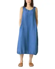 Eileen Fisher Washed Linen Delave Lantern Dress