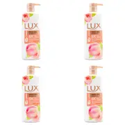 4x Lux 500ml Body Wash Foaming Liquid Bath Soap Peachy Glow Juicy Peach Scent