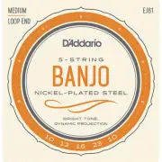 3 Sets D'Addario EJ61 5 String Banjo Strings Nickel Wound Medium Gauge USA Made