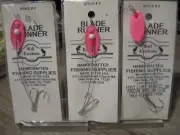 3 Katchum 4" Blade Runner Fishing Rigs Wire Leader Double Hook Pink Spinner