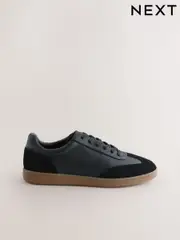 Black Smart Casual Lace-Up Trainers with Suede Trim (AK8371) | $82