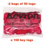 Bulk Key Tags -2 Bags Of 50 RED Plastic KEVRON Click Key Tags 100 TAGS-FREE POST