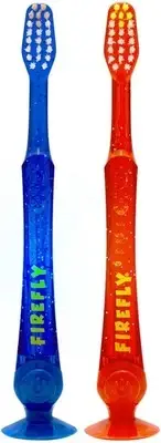 Firefly Light-Up Timer Kids Toothbrush with Suction Cup, 2 Count (Pack of 1)