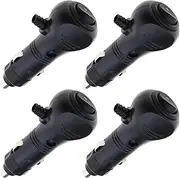eMagTech 4Pcs DC 12V Car Cigarette Lighter Plug with 10A Fuse Car Fused Cigarette Lighter Switch Power Socket Plug with LED Indicator for Car in Black