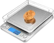 Rstigiker Digital Kitchen Scale 3000g/0.1g Precise Weighing, Mini Digital Scale with 2 Trays,7Units, Tare, Back-Lit LCD, Portable Multifunctional Food, Jewelry,Coffee, Herb Scale