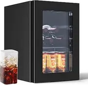 [ADVWIN] 20L Mini Bar Fridge, Portable Compact Refrigerator Cooler with Adjustable Temperature, Wine Cooler for Beer, Wine, Soda, Countertop Small Fridge for Office, Bedroom, Black