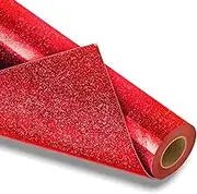 Red Glitter HTV Heat Transfer Vinyl Roll-12 x 10ft Red Glitter HTV Vinyl for T-Shirt Clothing Bags,Glitter Iron on Vinyl for All Cutter Machine - Easy to Cut and Weed