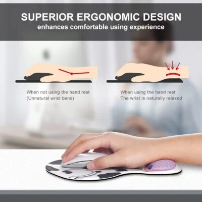 with Wrist Support Rest Ergonomic Gel Mousepad with Memory Foam Pain Mouse Pad w