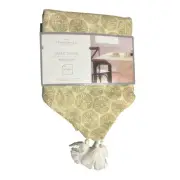 Threshold Table Throw In Beige Medallion Print 50 x 50” with White Tassels