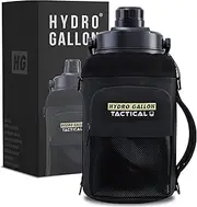 Hydro Gallon® Tactical - Insulated 1 Gallon Water Bottle Jug, Military Grade Sleeve. Large Stainless Steel Vacuum Metal Thermos Growler. Wide mouth, Shoulder Strap, MOLLE, Pockets, Handle. 128oz