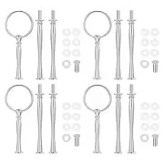4 Set Cake Tray Stand Handle Plate Hardware Fitting, 3-Tiers Arc Silver