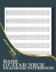 Bass Guitar Neck Diagram Notebook: 4 String Bass Guitar Fretboard Diagram Notebook for Teacher, Students, Musicians, Full 24 Fret Guitar Chart Diagrams for Ukulele, Banjo