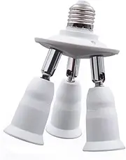 E-Simpo E27 Bulb Socket Splitter Multiple Light Socket Extender Adapter for Standard LED Bulbs with 360 Degrees Adjustable 180 Degree Bendable LED Lamp Socket Extension Holder (3 in 1)