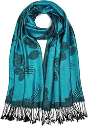 [QIUTIMIY] Paisley Pashmina Shawls and Wraps for Women Reversible Jacquard Festival Rave Pashmina Scarves with Fringe Vintage