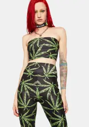 [Too Fast] Weed Leaf Boob Tube Set