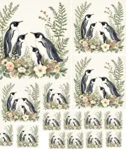 Penguins Decoupage Rice Paper For Ornament-Wood Art A4 1 Sheet