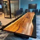 Black solid epoxy dining office counter table top, live edge wooden epoxy table