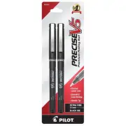 PILOT Precise V5 Rolling Ball Pens, 0.5mm, Black Ink, 2-Pack