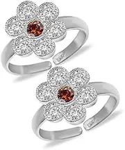 [Tongari] 925 Pure 92.5 Sterling Silver Toe Ring Embellished with CZs for Women, Adjustable, Non-Precious Metal, No Gemstone