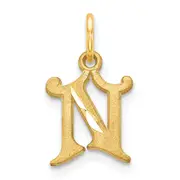 14K Yellow Gold Letter N Initial Charm