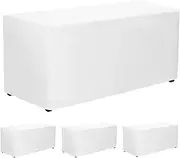PLOYMONO White Fitted Tablecloth, 4 Pack Table Clothes for 6 FT Rectangle Table, (72x30 Inch) Polyester Fabric Cover for Trade Craft Show, Buffet, Banquet, Wedding, Parties,Birthday
