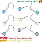 3PCS Nose Studs Rings Opal Stone Surgical Steel Body Piercing Jewellery