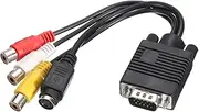 uxcell VGA to RCA Cable, 3RCA + S-Video Adapter VGA Cable for TV PC Computer