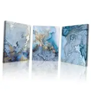 Lapremoly Large Canvas Wall Art 20x28inches*3pcs Blue Abstract Wall Paintings