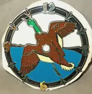 VINTAGE 1984 Ramar IND Plastic Clock Face Flying Glitter Mallard Duck 6"