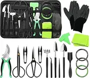 Bonsai Tools Set,YZNlife 24 PCS Carbon Steel Succulent Gardening Trimming Tools with Organizer Bag,Include Leaf Cutters,Pruning Shear,Scissor for Beginners Indoor and Outdoor