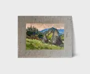 Oil painting Mountain Carpathian settlement Ukrainian painter Canvas original