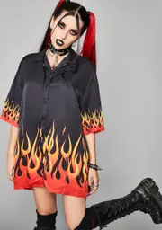 [Widow] Hell And Back Oversized Button Up Shirt