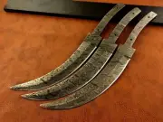 Lot of 3 Handmade Full Tang Damascus Steel Blade Curved Blank Blade,Knife Making