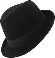 [BESTYASH] Chic Wool Top Hat Women's Fedora Hat Wide Brim for Fashionable Dress and Warm Comfort Black