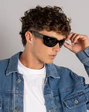 [Ray-Ban] Ray-Ban Men's Mega Balorama Sunglasses in Black/Green One Size Black/Green
