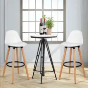 Costway 2Pcs PU Leather Bar Stools with Round Metal Footrest-White